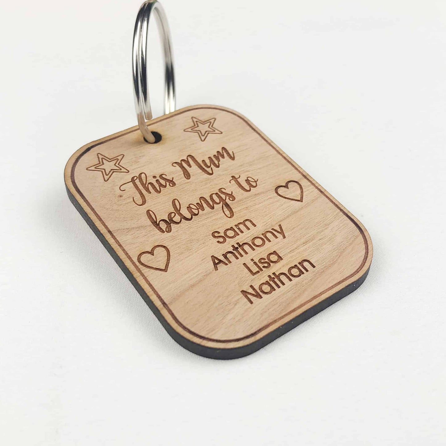 Wooden Engraved Wooden Keyring Gift For Mum Mothers Day Birthday