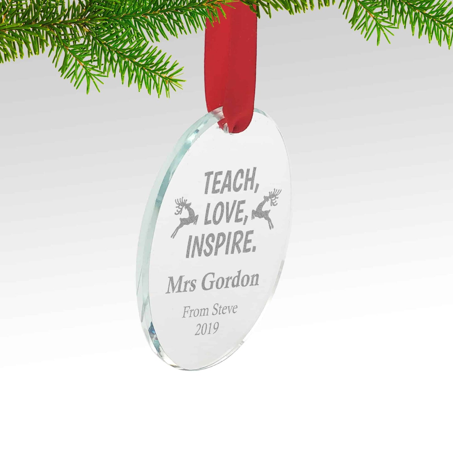 Crystal Glass Oval Thank You Christmas Ornament Gift for Teacher