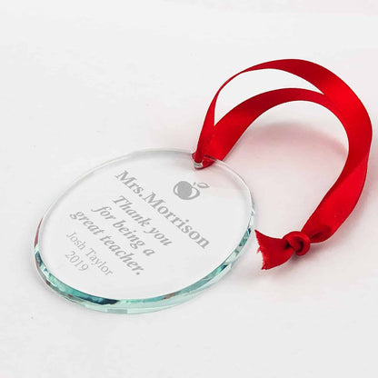 Crystal Glass Oval Thank You Christmas Ornament Gift for Teacher