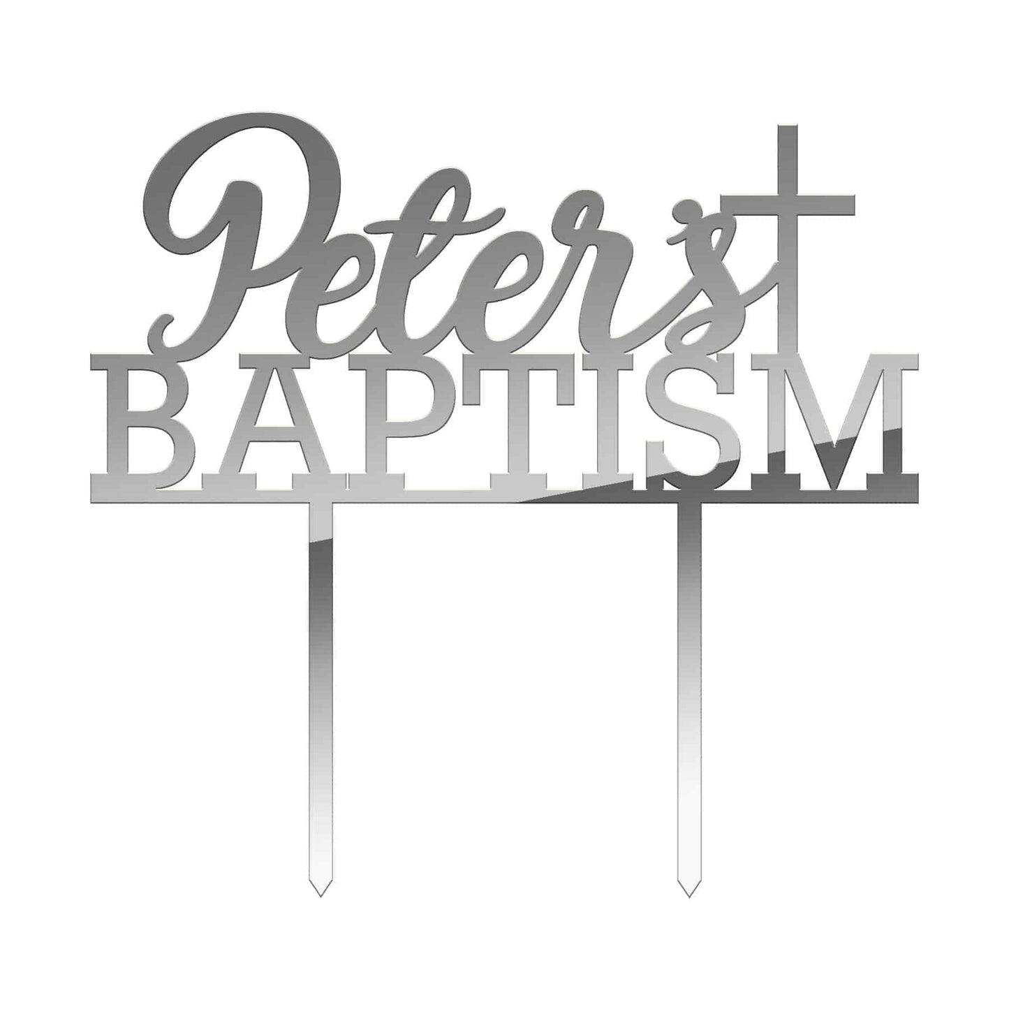 Baptism Cake Topper with Name And Cross