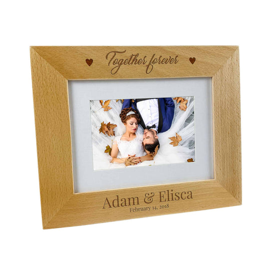 Wooden Engraved Photo Frame for Couples Wedding Anniversary Valentines Day