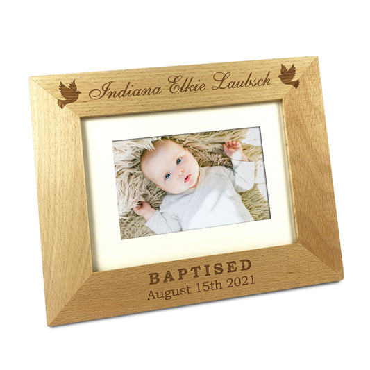 Baptism Wooden Photo Frame Gift with Name Date
