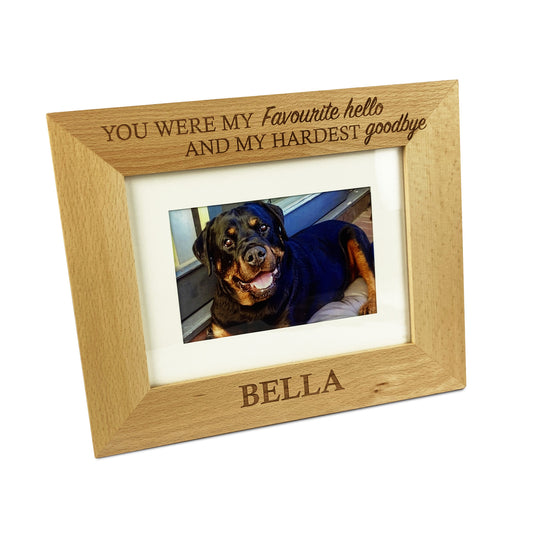 Engraved Pet Memorial Wooden Photo Picture Frame Custom Text