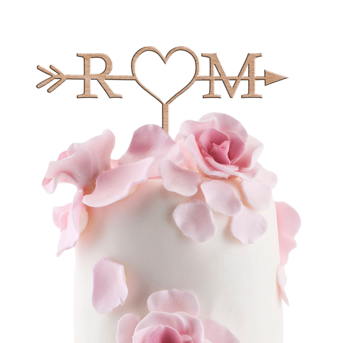 Initials with Love Heart & Arrow Cake Topper