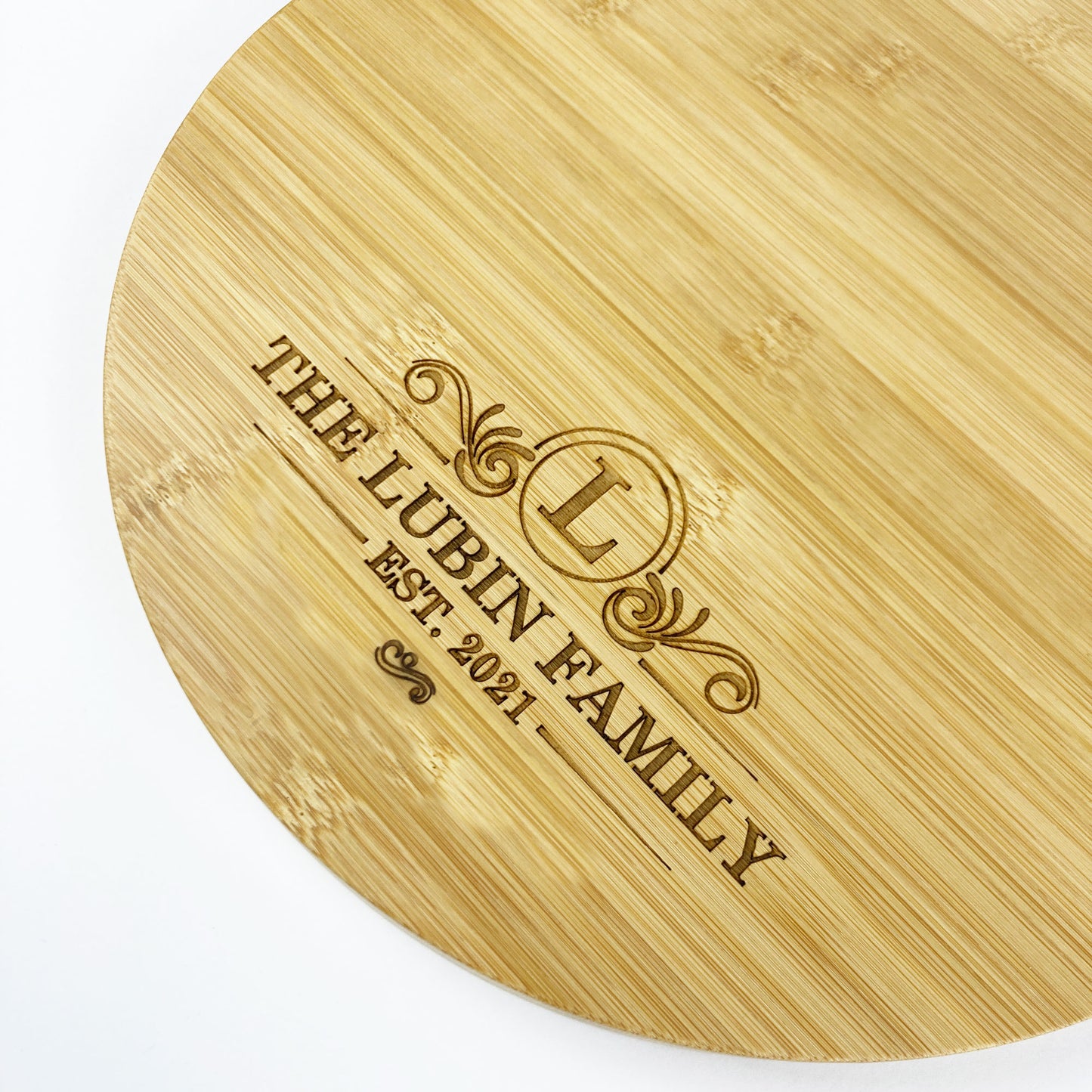 Round Wooden Cutting Board Custom Surname & Date Anniversary Gift