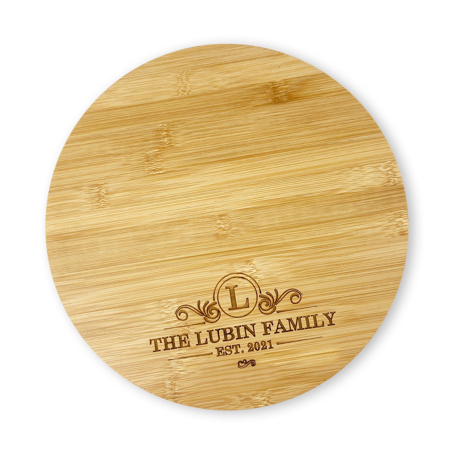 Round Wooden Cutting Board Custom Surname & Date Anniversary Gift