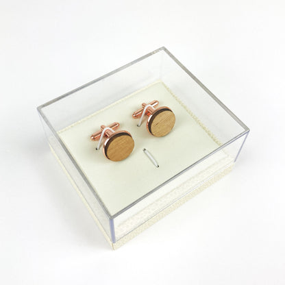 Mr & Mrs Round wooden Infinity Shirt Cuff Links Gift