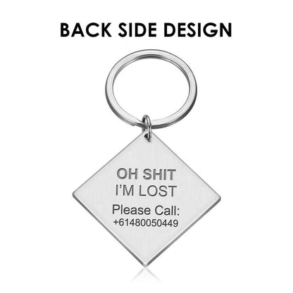 Engraved Square Metal Pet Collar Tag Custom Name