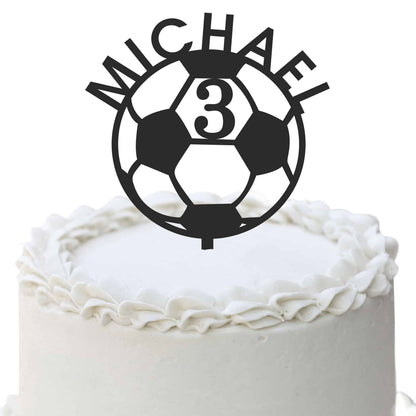 Birthday Football Cake topper with Custom Name Age