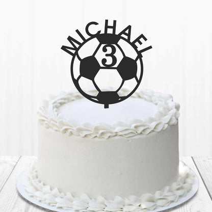 Birthday Football Cake topper with Custom Name Age