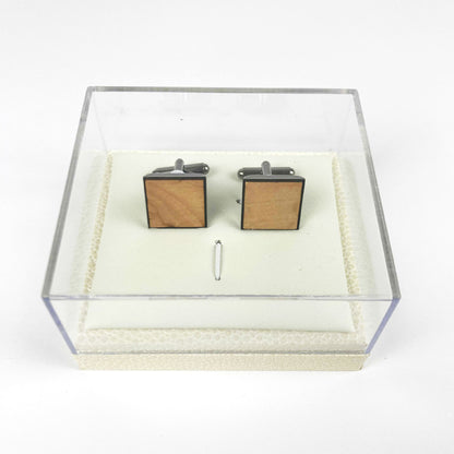 Best Man & Groomsman Square Wooden Cufflinks with Initials & Date