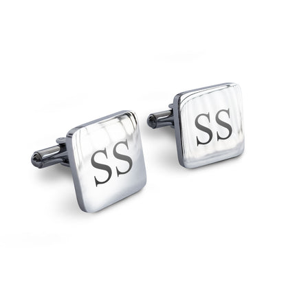 Engraved Stainless Steel Square Initials Cufflinks Gift | Fathers day Wedding Birthday Valentines day