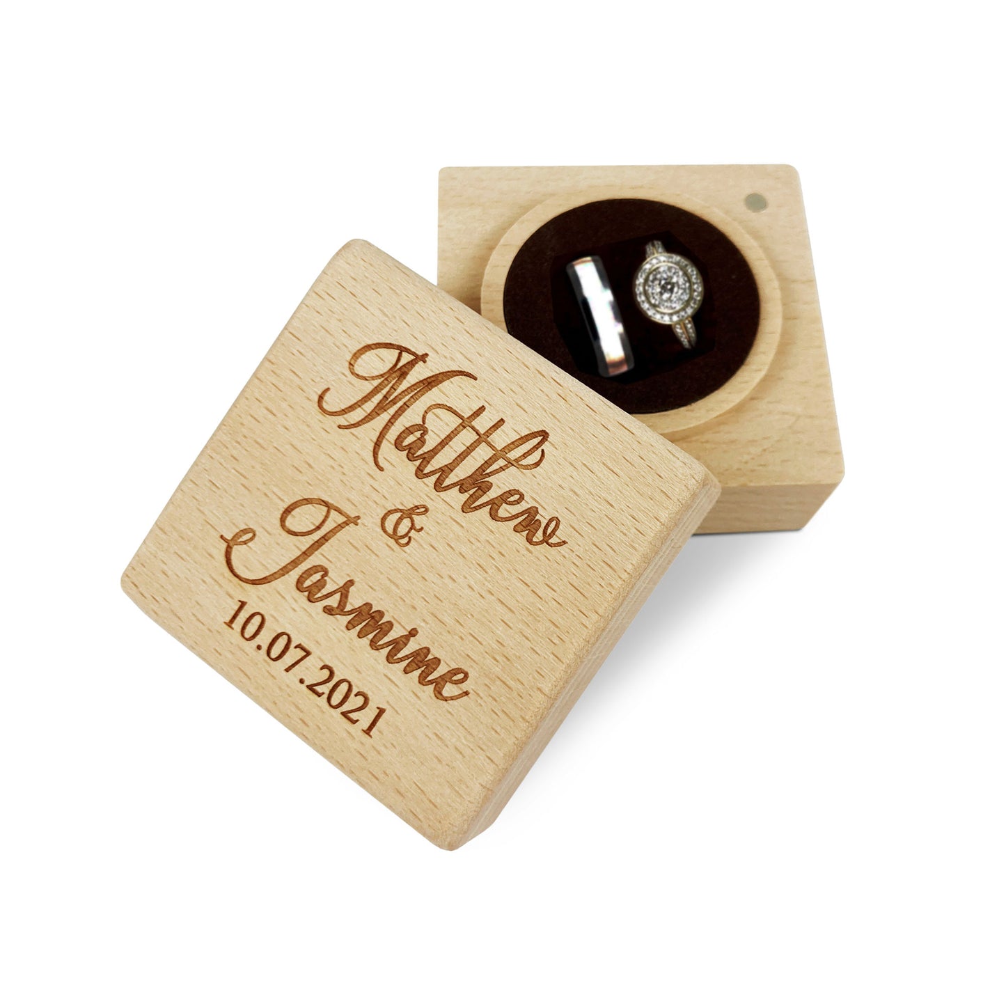 Square Wooden Ring Holder Gift Box