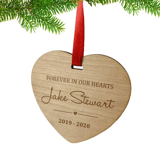 Wooden Heart Christmas Baby Memorial Keepsake Ornament Gift