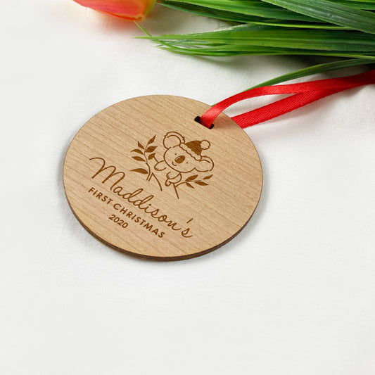 First Christmas Round Wooden Ornament