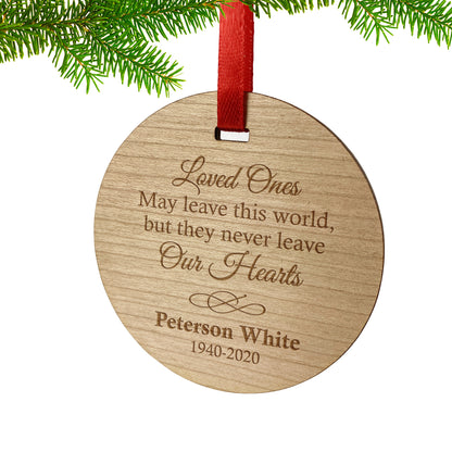 Wooden Round Christmas Memorial Ornament Gift