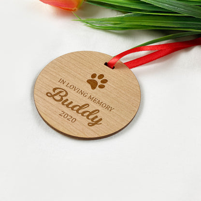 Wooden Round Pet Memorial Ornament Gift