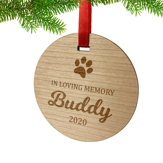 Wooden Round Pet Memorial Ornament Gift