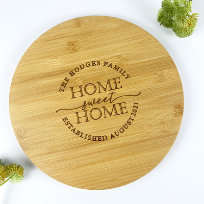 Round Wooden Chopping Board Home Sweet Home Custom Names Year