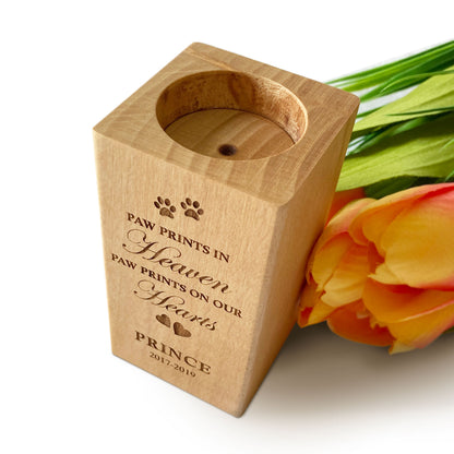 Wooden Pet Loss Memorial Tealight Candle Holder Remembrance Gift