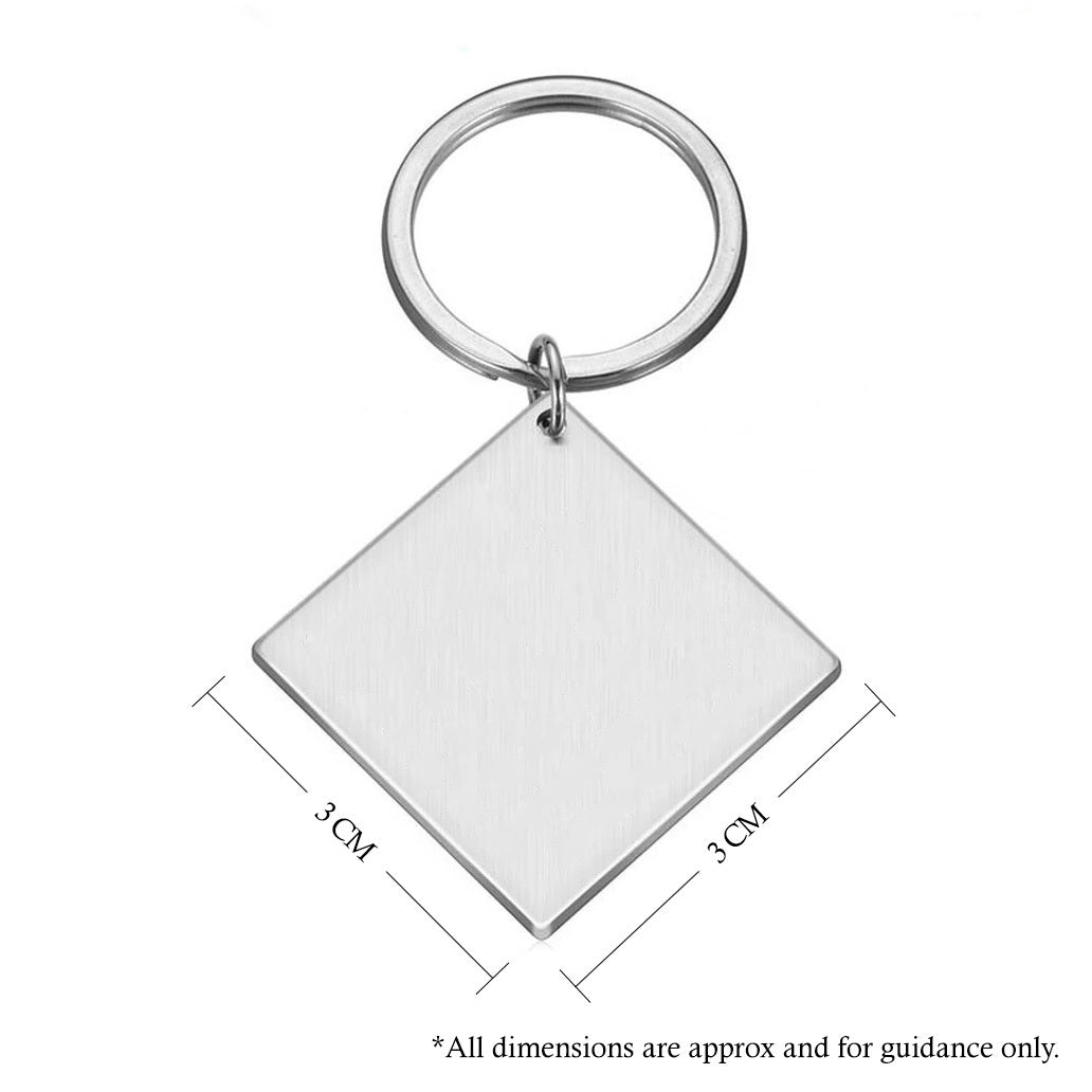 Laser Engraved Square Custom Alphabets Initials Monogram Keyring Bag Tag Gift