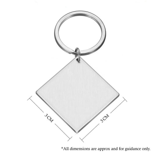 Laser Engraved Square Custom Alphabets Initials Monogram Keyring Bag Tag Gift