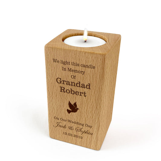 Wooden Wedding Day Remembrance Tealight Candle Holder Gift