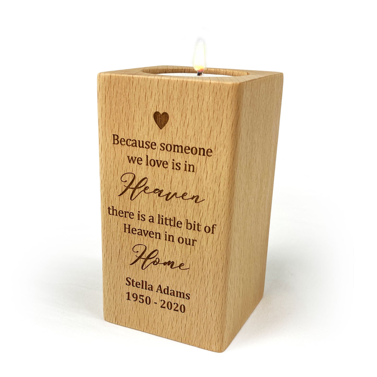 Wooden Memorial Tealight Candle Holder Gift