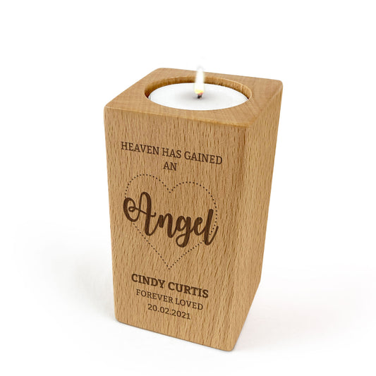 Wooden Memorial Tealight Candle Holder Remembrance Gift